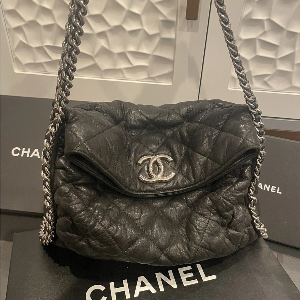 ** RARE** Chanel Washed Lambskin Chain Around Large Hobo **Wow 🔥 **